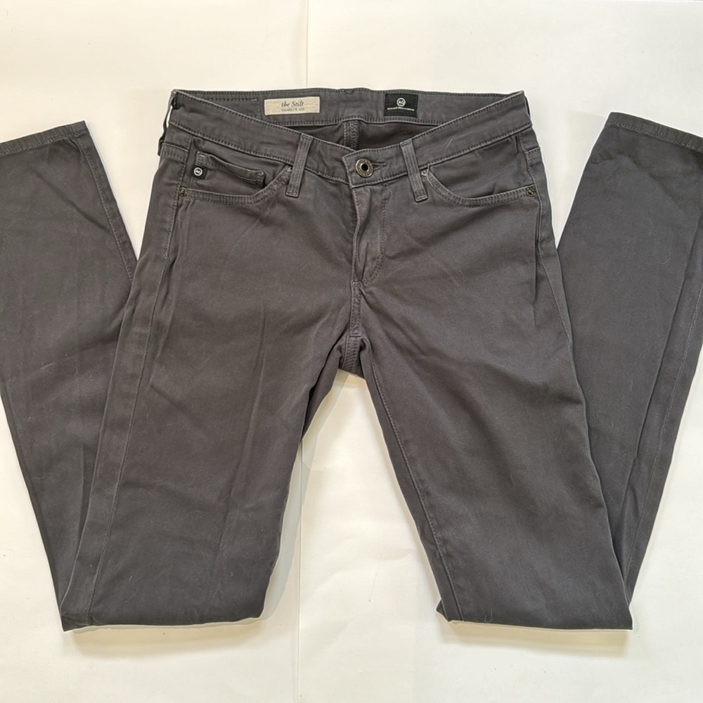 AG stilt cigarette leg brown sateen pants - Picture 2 of 6